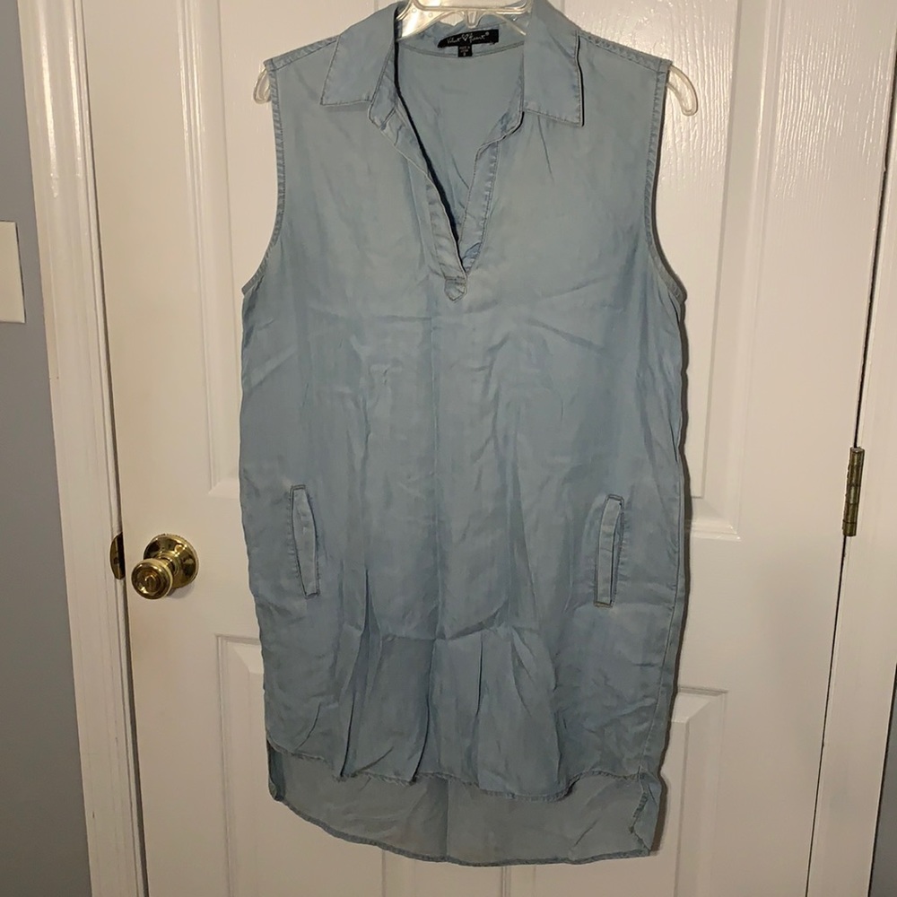 blue flowy tunic dress